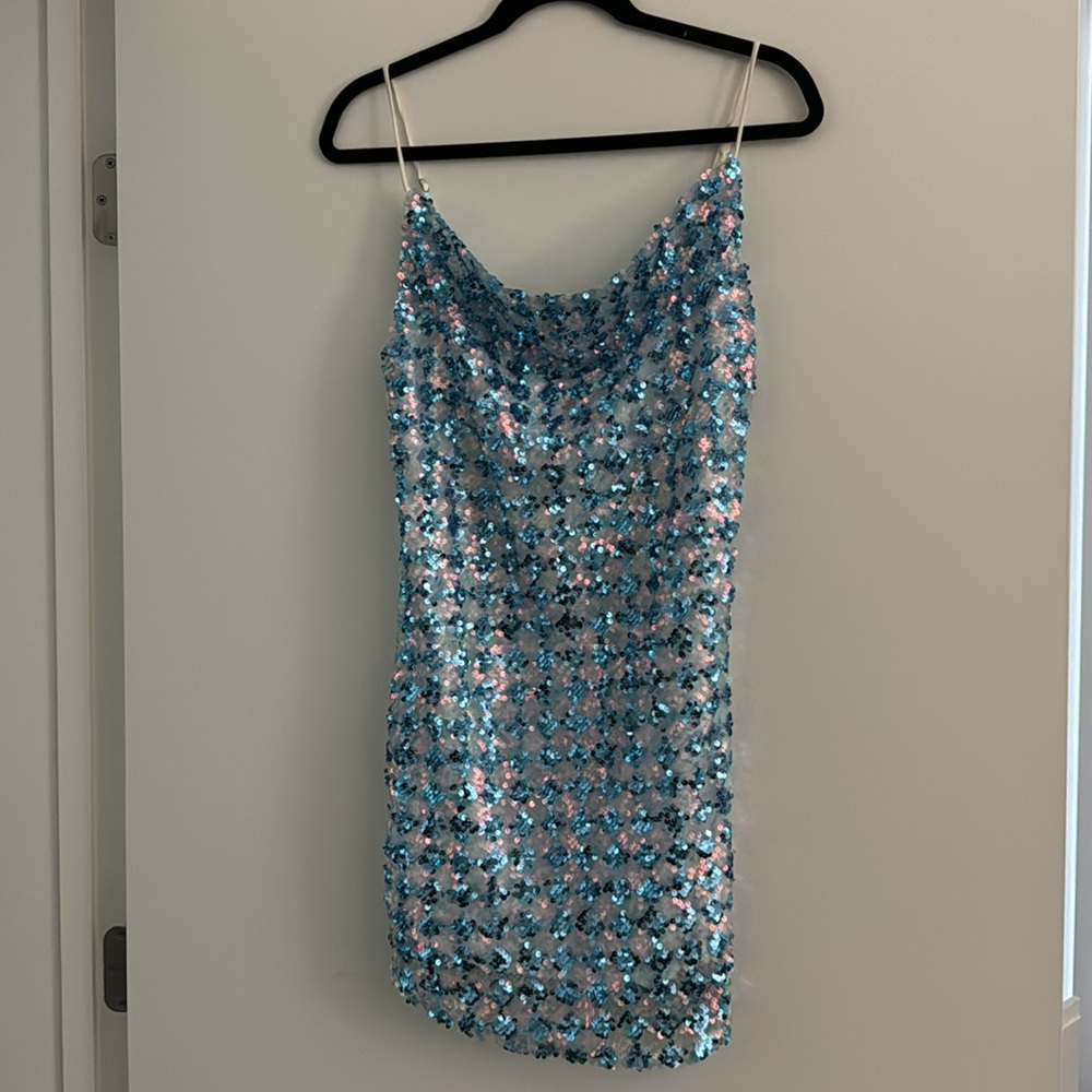 Blue sequin dress, featuring a low back. Worn once!